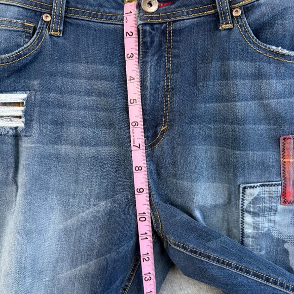 EV1 Jeans Alex Relaxed Vintage Distressed Patchwork Boyfriend Jeans Women’s 14 - Picture 13 of 16